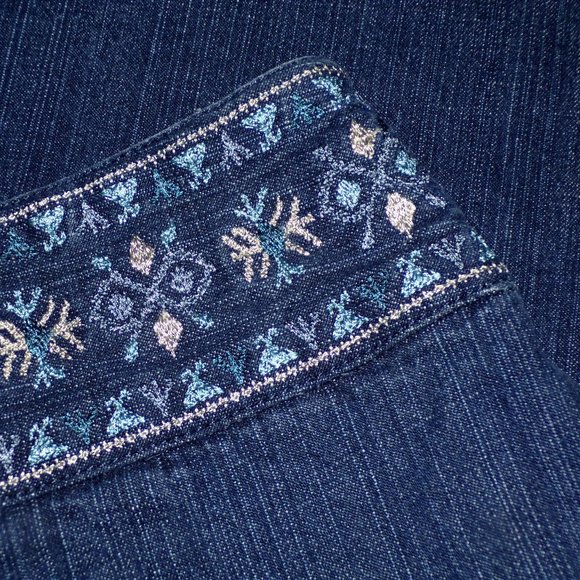 NWOT Loft Embroidered Waist Denim Skirt - Picture 3 of 4